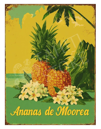 Plaque en métal, ananas...
