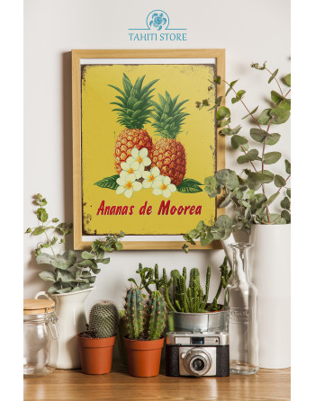 Plaque en métal, ananas de...