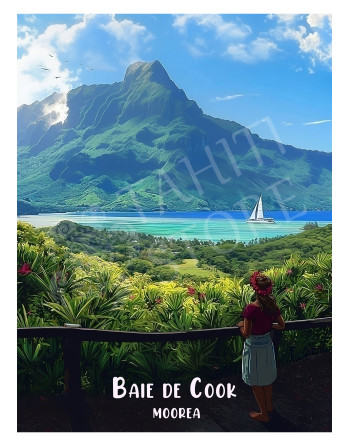 Plaque en métal, Moorea,...