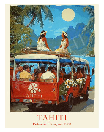 Plaque en métal, Tahiti...