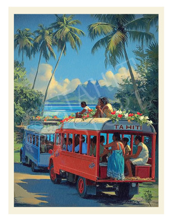 Plaque en métal, Tahiti Truck