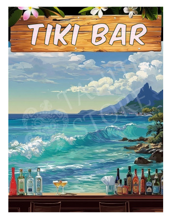 Plaque en métal, Tiki bar