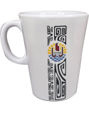 Grande Tasse Blanche, Motif Tatouage  Pirogue Polynésienne, 10x8cm